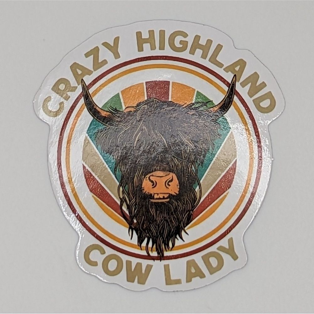 Highland Cow Sticker‎ crazy cow lady